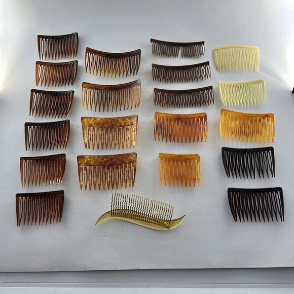 Goody Vintage Hair Combs Set Of 22 Brown White Clear Tortoise 80s Grandma - Picture 8 of 11